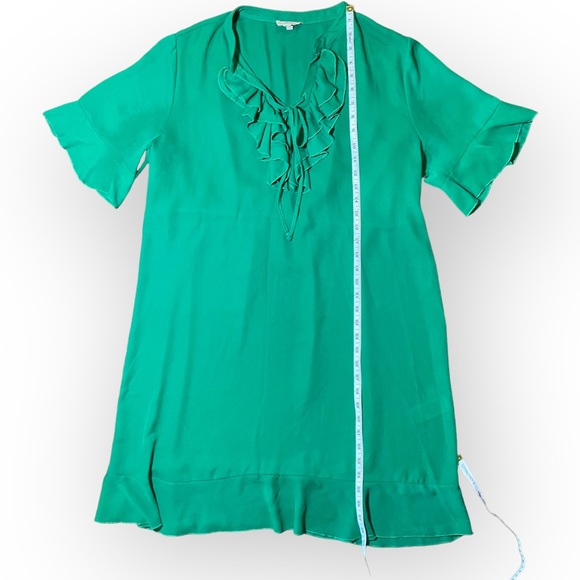 Phase 8 Emerald Green Sheer Short Sleeved Shift Dress w Ruffles Size UK18 US14 - Picture 4 of 9